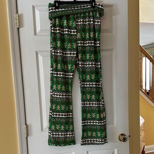 Festive Green Gingerbread Patterned Pants